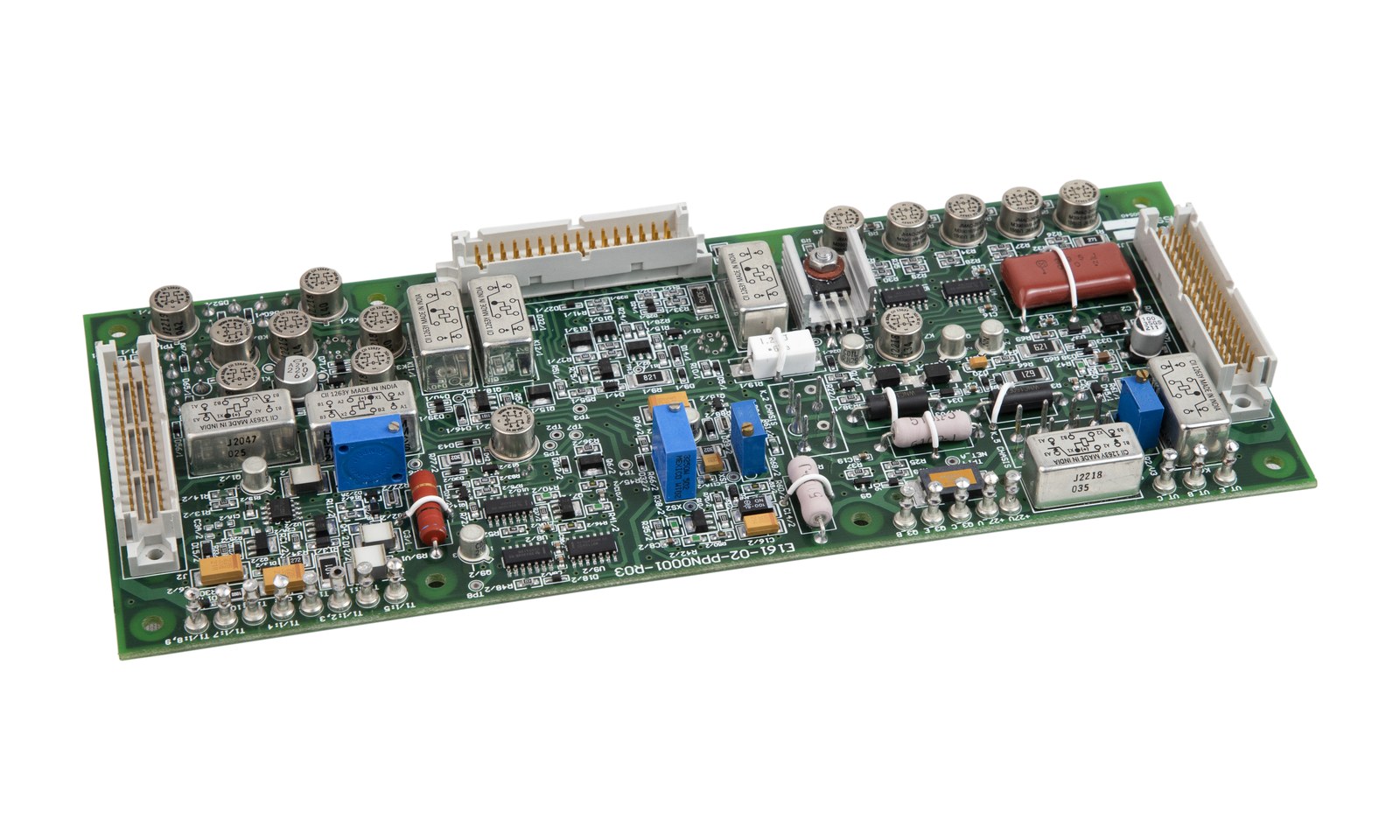 Precision defense-grade PCB assembly populated with high-reliability hermetic relays and MIL-spec interconnects